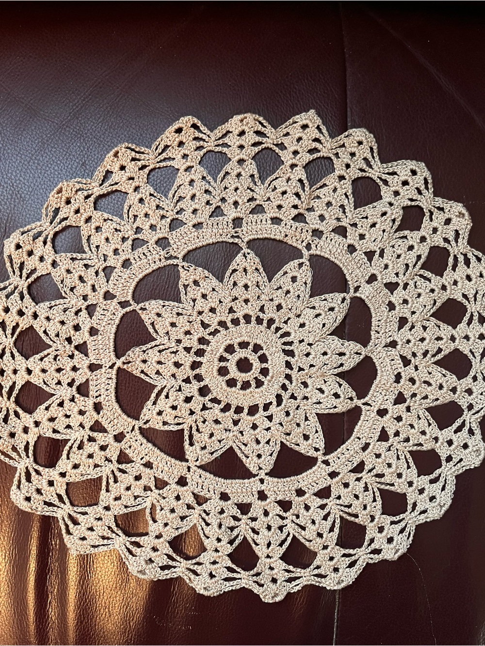 Handmade crochet round doily